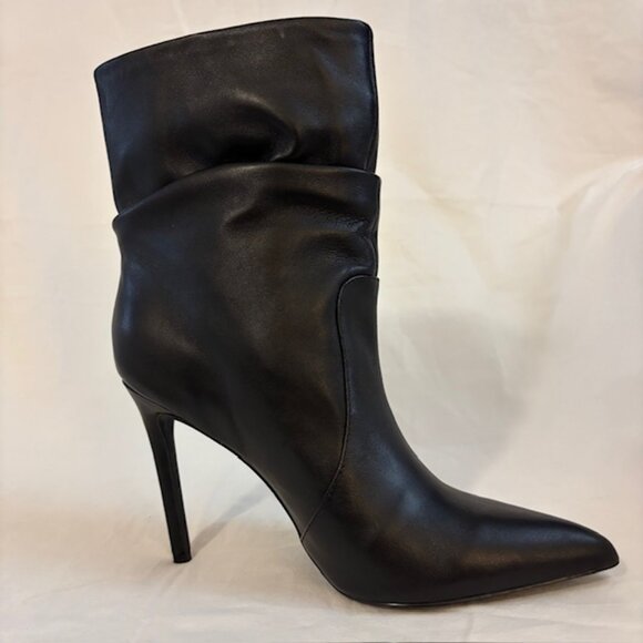 Steve Madden Monarch Black Leather Slouchy Stiletto Ankle Booties Womens Size 9M - Picture 5 of 12